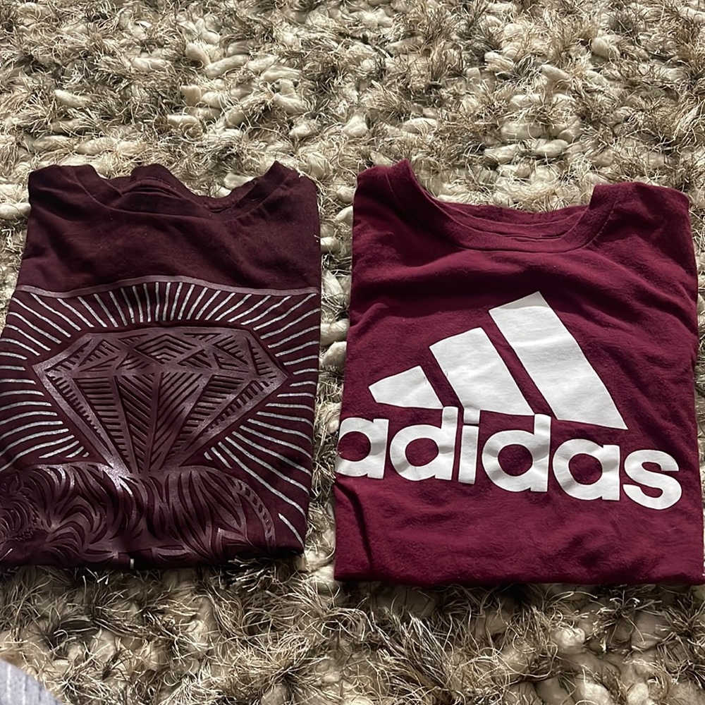 Two burgundy tees
